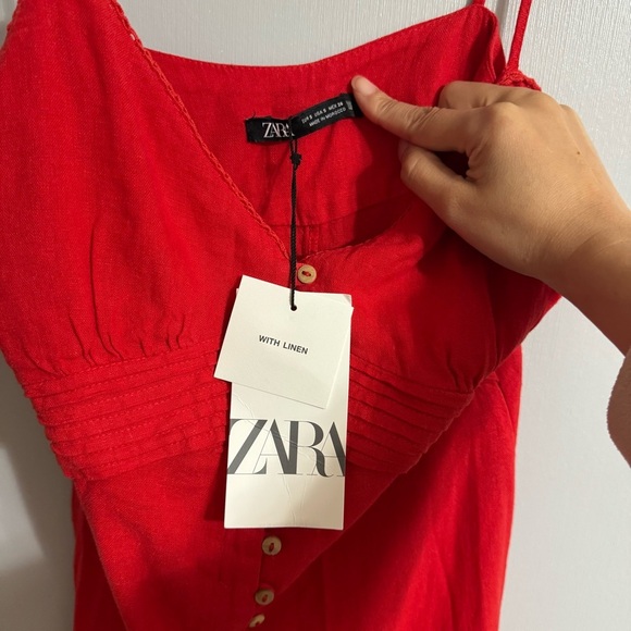 Zara Scarlet Red Strappy Midi Dress Size Small - Picture 6 of 11